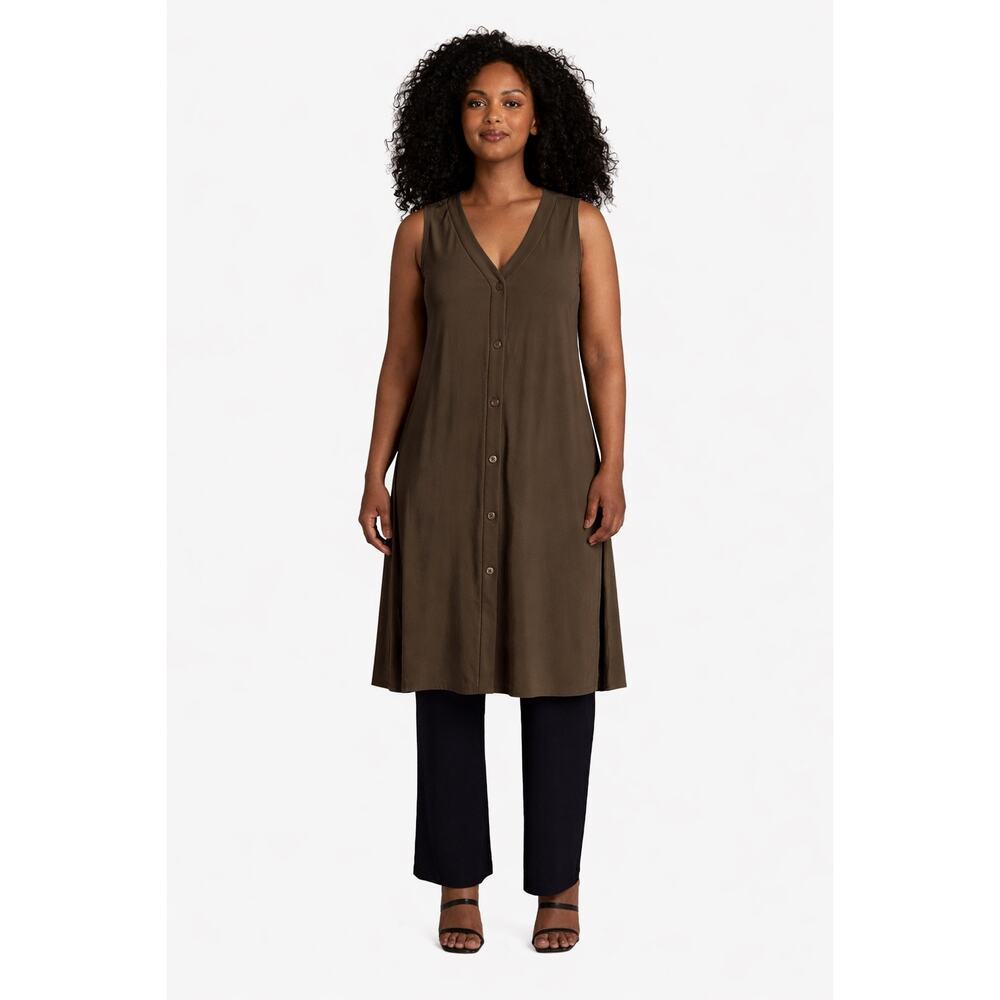 Sympli High Slit Over Under Sleeveless Jersey Dress Size 10 Brown Canada Travel